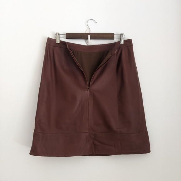 HALOGEN® A-Line Leather Skirt, Brown, 8 - Picture 8 of 11